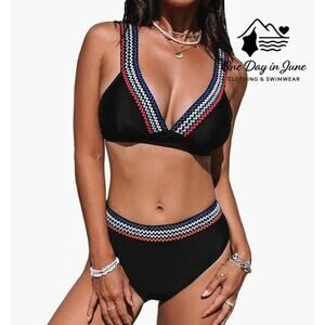 Cupshe Embroidered High Waist Triangle Bikini Swimsuit Size XL